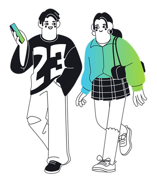 Two person walking